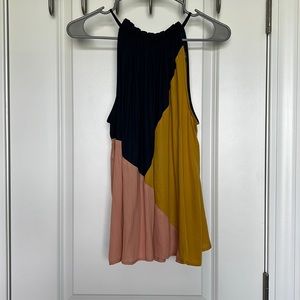 Loft high neck tank. Size small. Navy, gold and peach